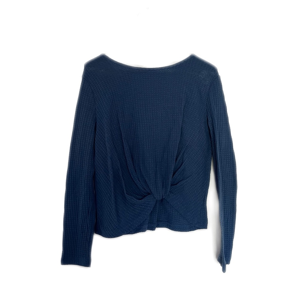SHEIN Twist Hem Waffle Knot Long Sleeve Top